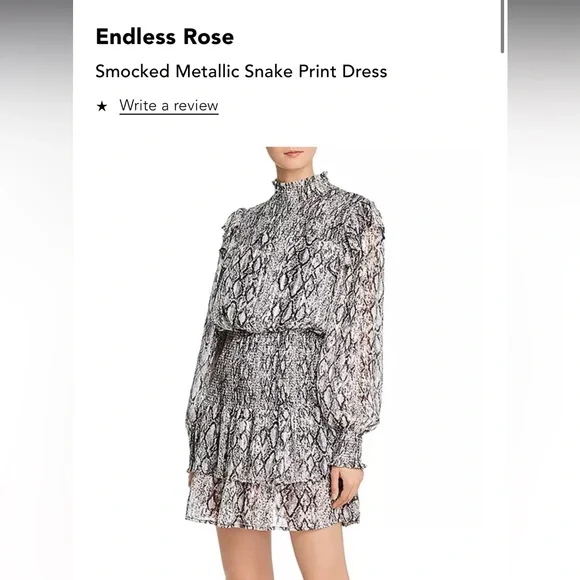 Snake Print Ruffle Mini Dress Size Small - Picture 3 of 4